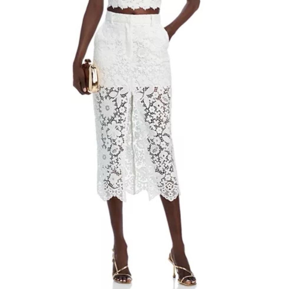 Generation Love Medina Lace Skirt Size 0 White Floral Crochet Midi Pencil Nwt